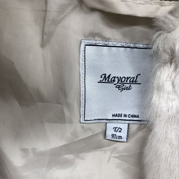 Mayoral Girls 2T Faux Fur Vest Shrug Beige Sleeveless Jacket Formal Party - Picture 4 of 8